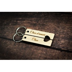 Porte-clés Duo Cœur gravés
