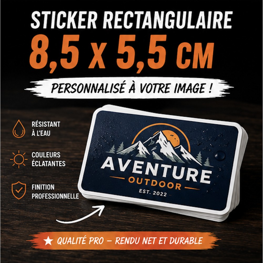 Stickers personnalisés rectangulaires 8,5 × 5,5 cm